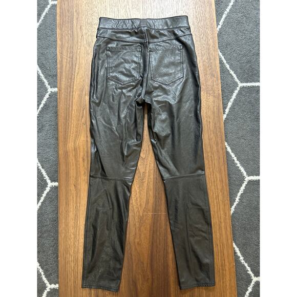 Spanx Faux Leather Like Ankle Skinny Pants Size Small Pull On Black *with slit* - Picture 8 of 10